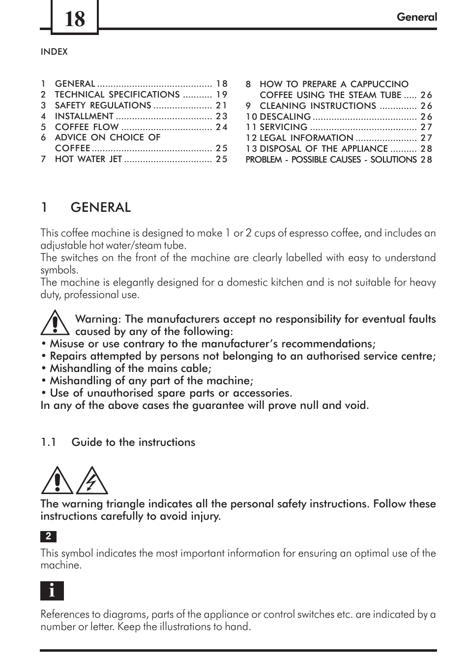 1general | Philips Saeco Via Veneto Cafetera expreso manual User Manual | Page 18 / 92