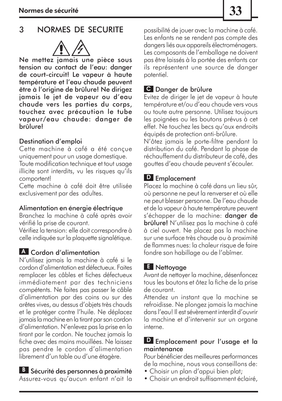 3normes de securite | Philips Saeco Via Veneto Cafetera expreso manual User Manual | Page 33 / 92