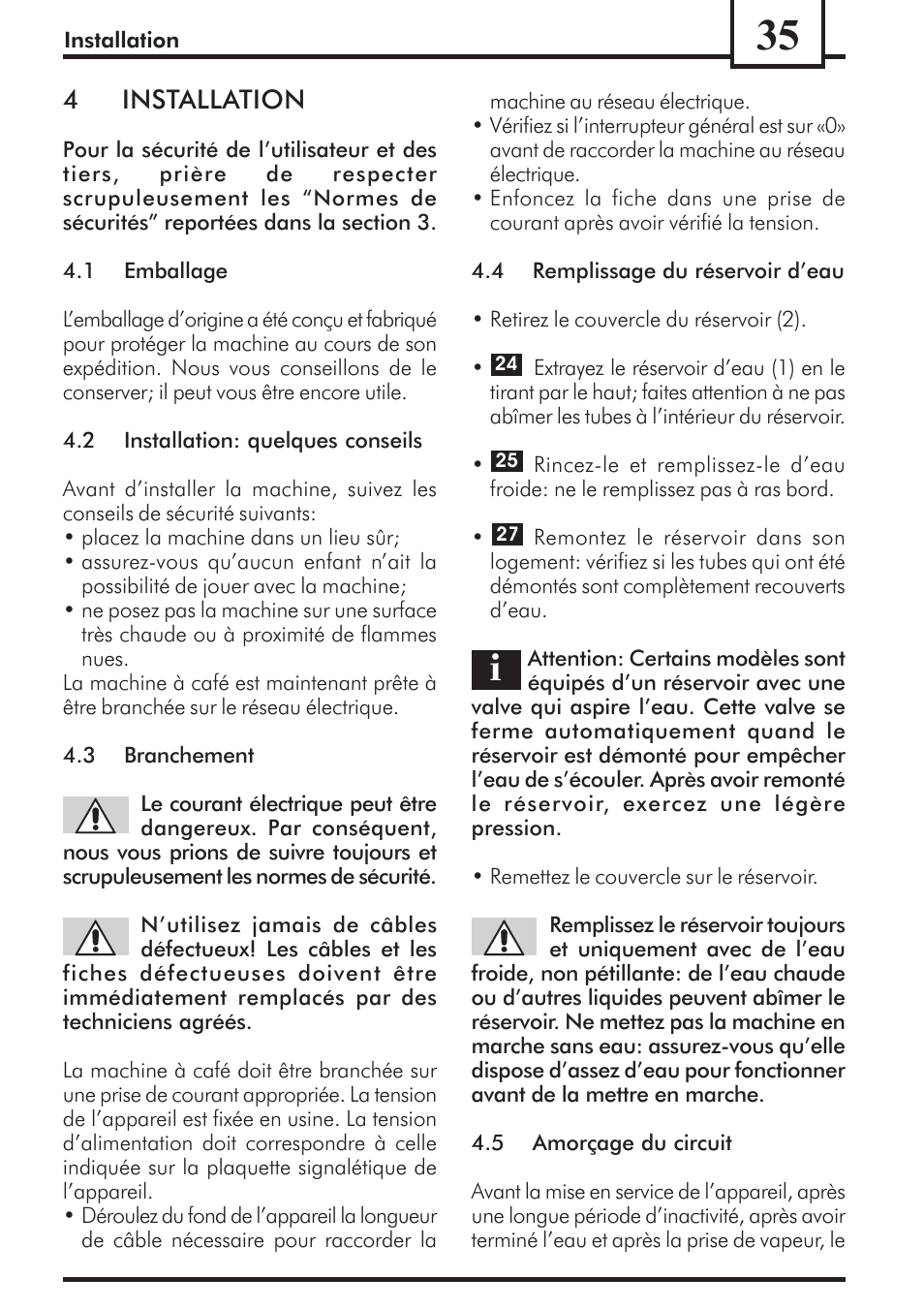 4installation | Philips Saeco Via Veneto Cafetera expreso manual User Manual | Page 35 / 92