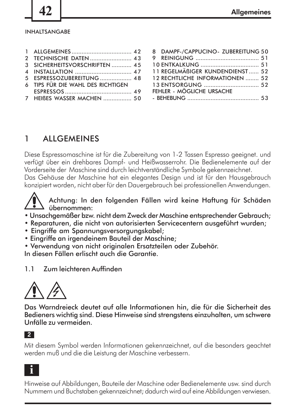 1allgemeines | Philips Saeco Via Veneto Cafetera expreso manual User Manual | Page 42 / 92