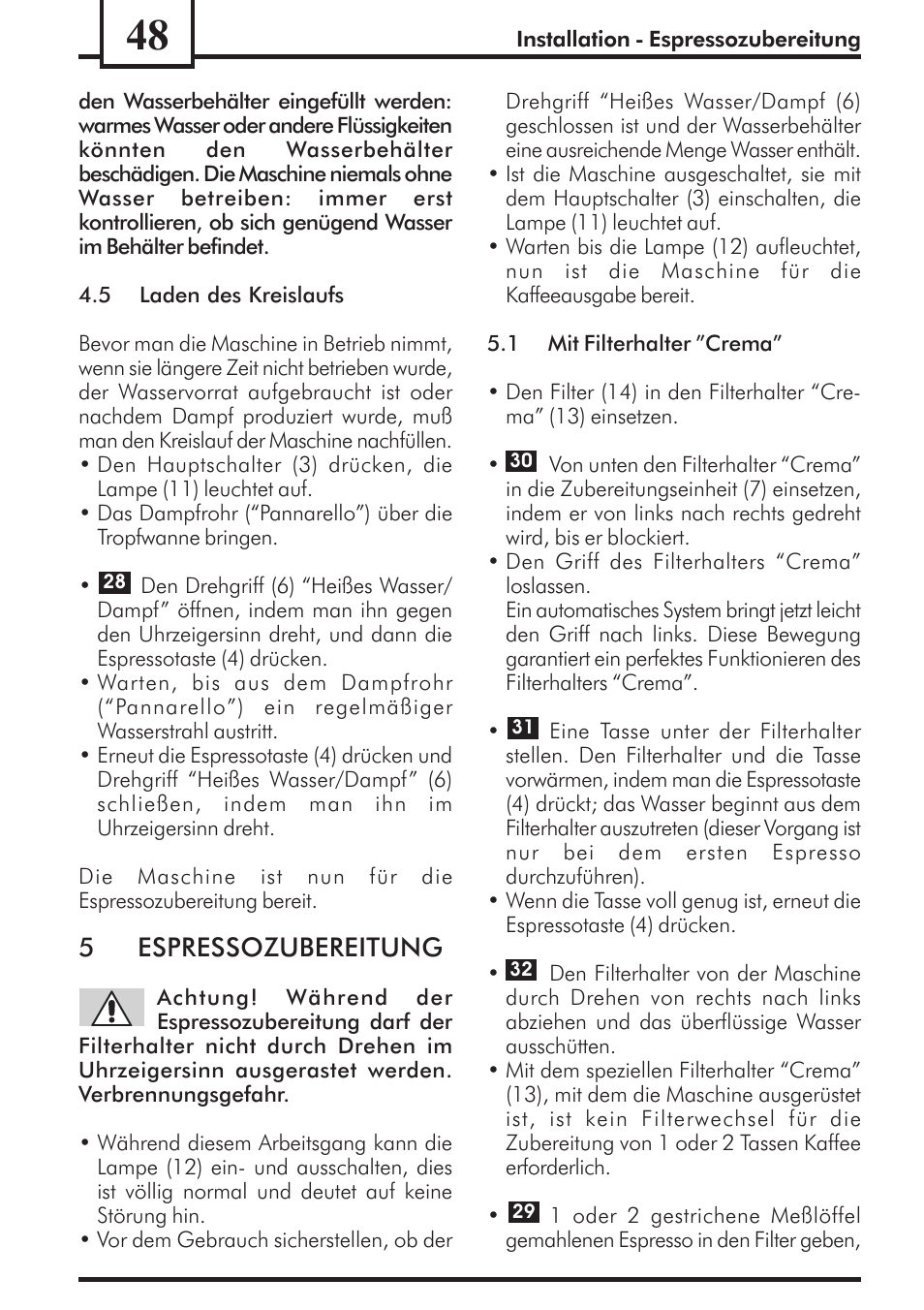 5espressozubereitung | Philips Saeco Via Veneto Cafetera expreso manual User Manual | Page 48 / 92