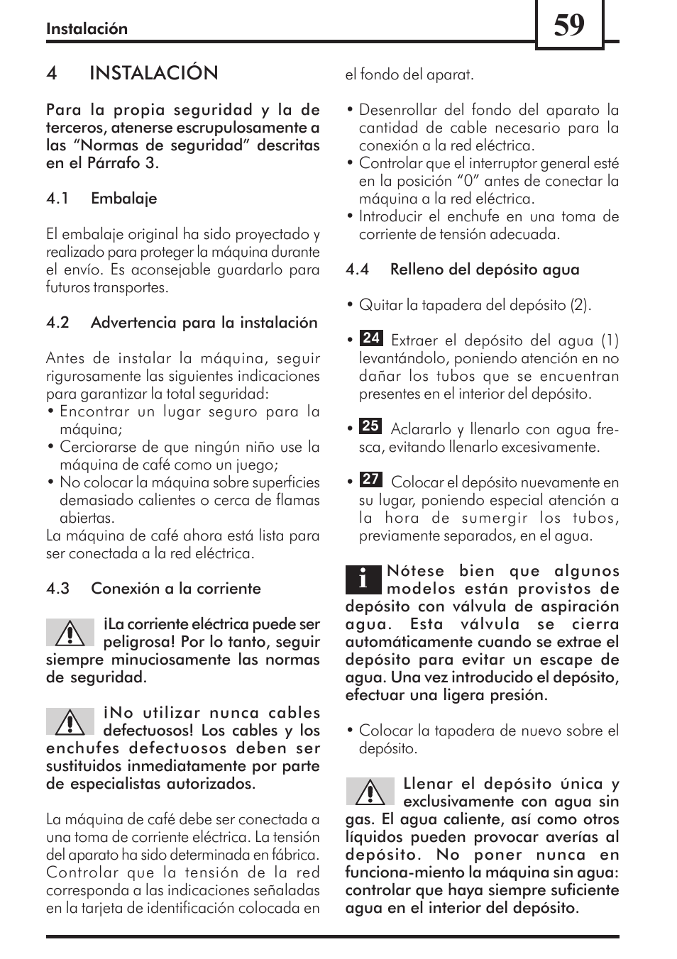4instalación | Philips Saeco Via Veneto Cafetera expreso manual User Manual | Page 59 / 92