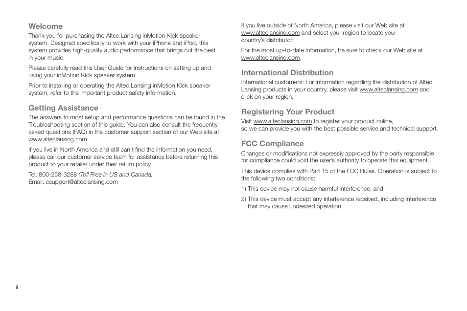 Altec Lansing IN MOTION IMT520 User Manual | Page 2 / 76