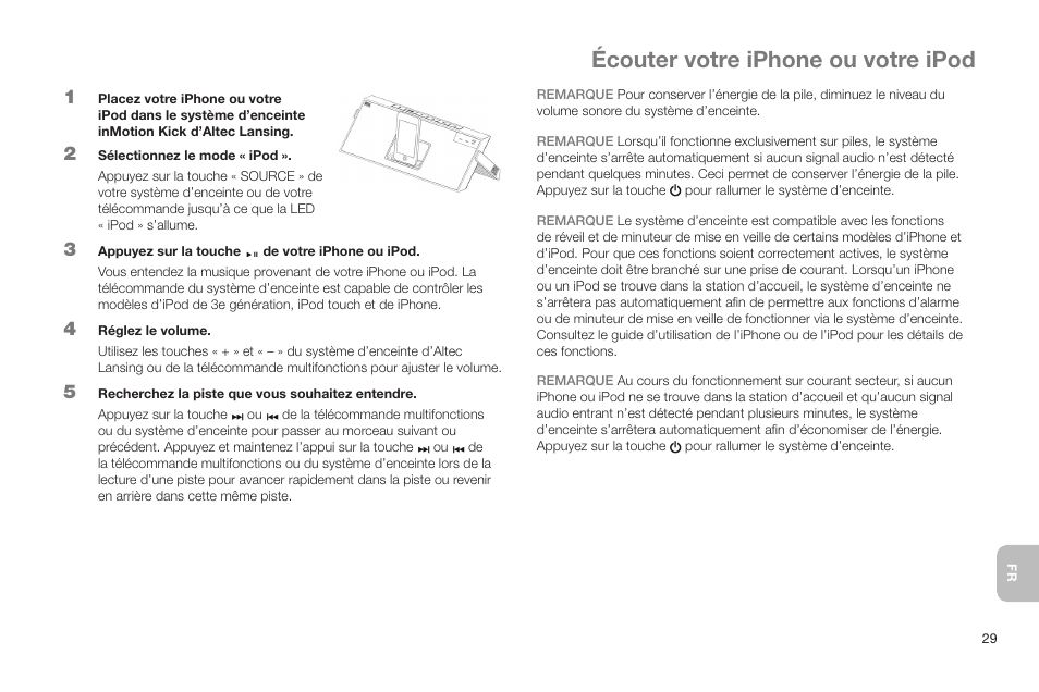 Écouter votre iphone ou votre ipod | Altec Lansing IN MOTION IMT520 User Manual | Page 31 / 76