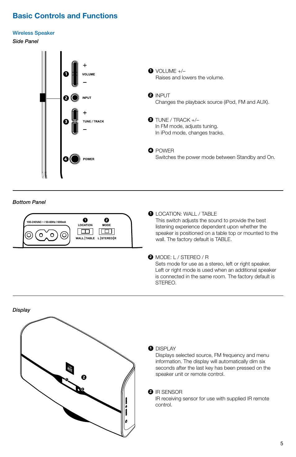 Basic controls and functions | Altec Lansing Octiv AIR A11964 R07 User Manual | Page 5 / 12