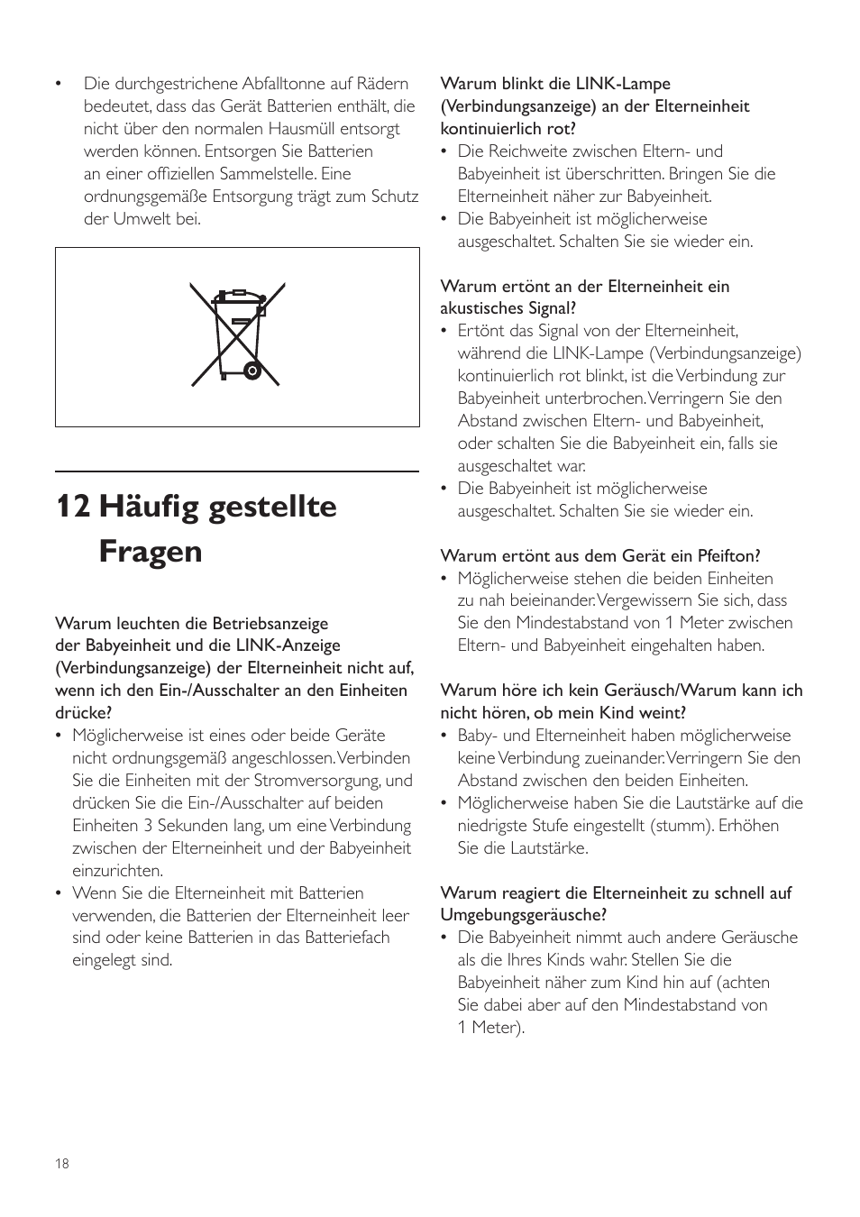 12 häufig gestellte fragen | Philips AVENT Vigilabebés DECT User Manual | Page 18 / 72