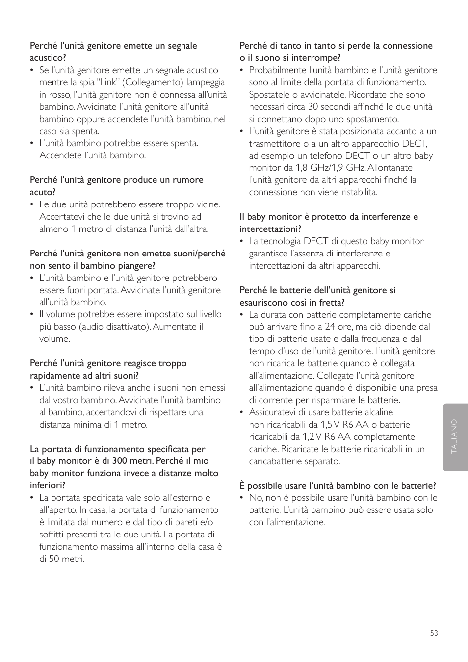 Philips AVENT Vigilabebés DECT User Manual | Page 53 / 72