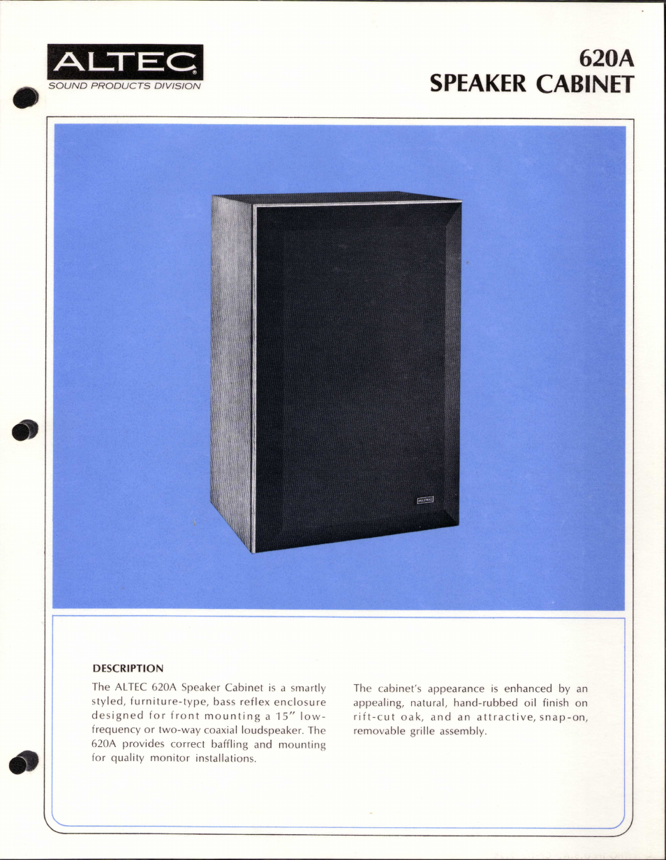 Altec Lansing 620A User Manual | 2 pages