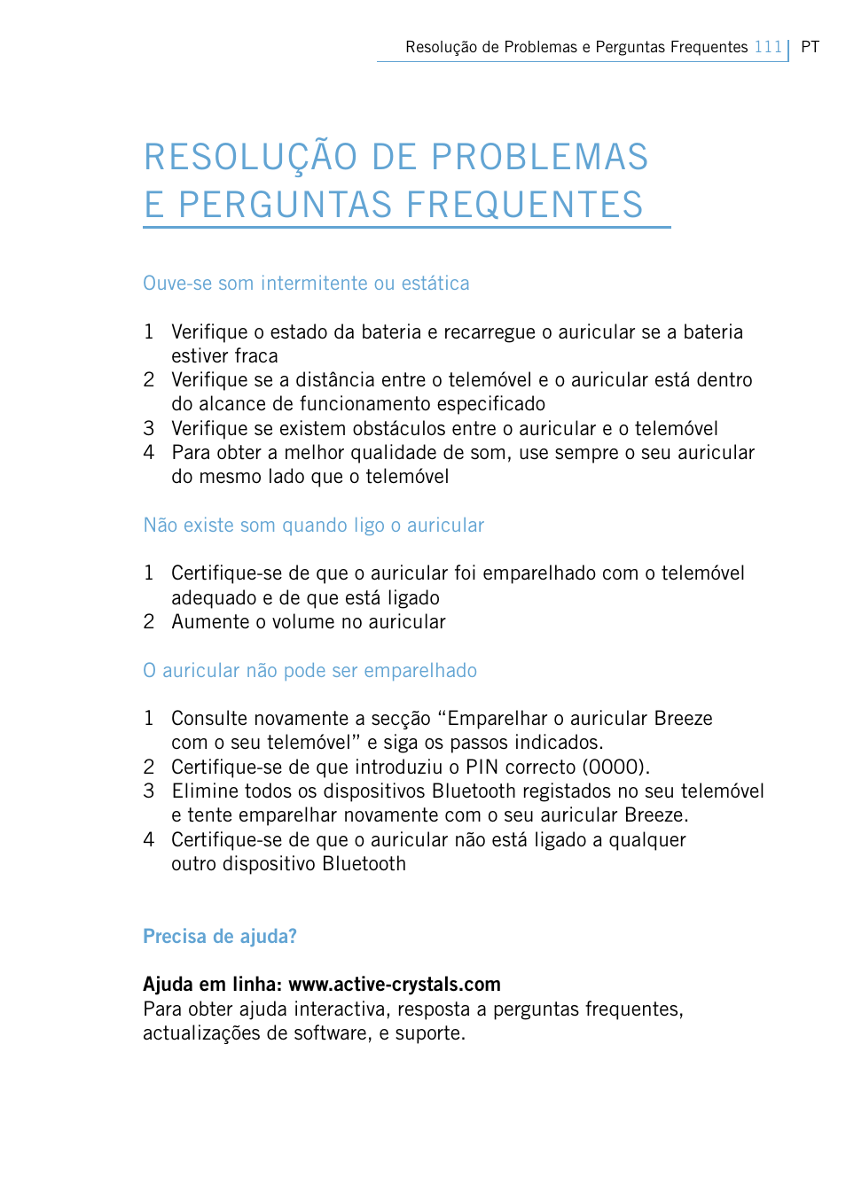 Resolução de problemas e perguntas frequentes | Philips Swarovski Bluetooth a la moda User Manual | Page 113 / 194