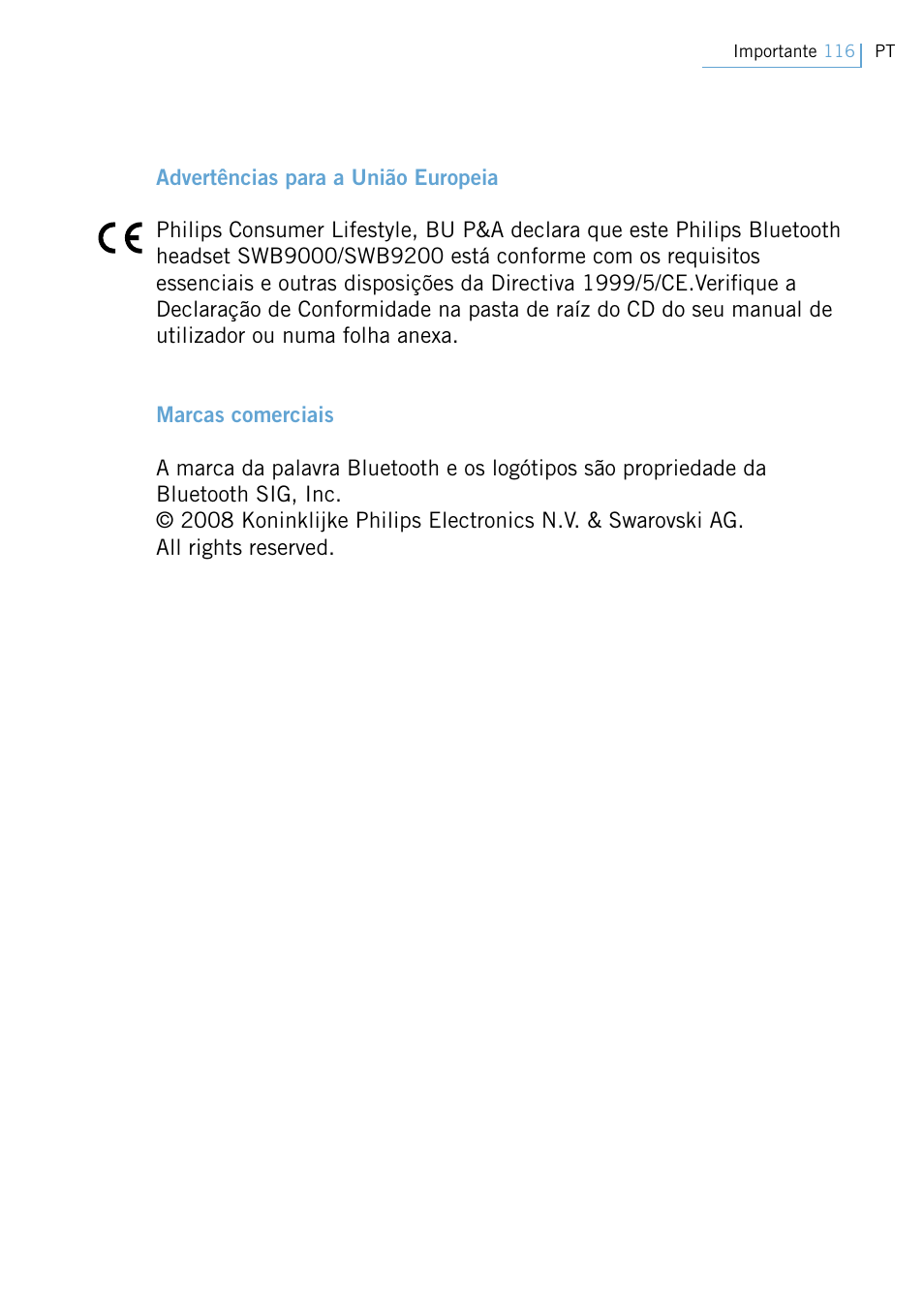 Philips Swarovski Bluetooth a la moda User Manual | Page 118 / 194