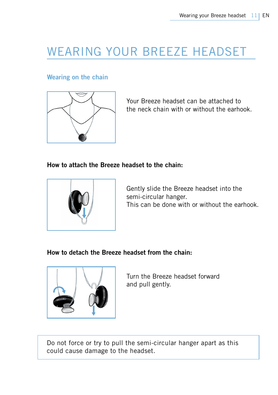 Wearing your breeze headset | Philips Swarovski Bluetooth a la moda User Manual | Page 13 / 194