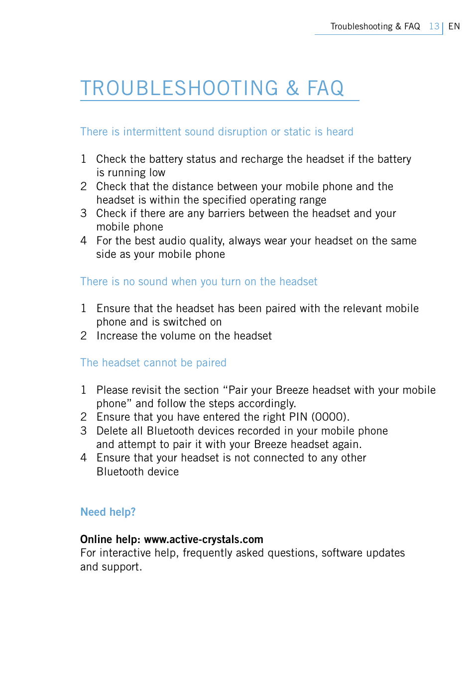 Troubleshooting & faq | Philips Swarovski Bluetooth a la moda User Manual | Page 15 / 194