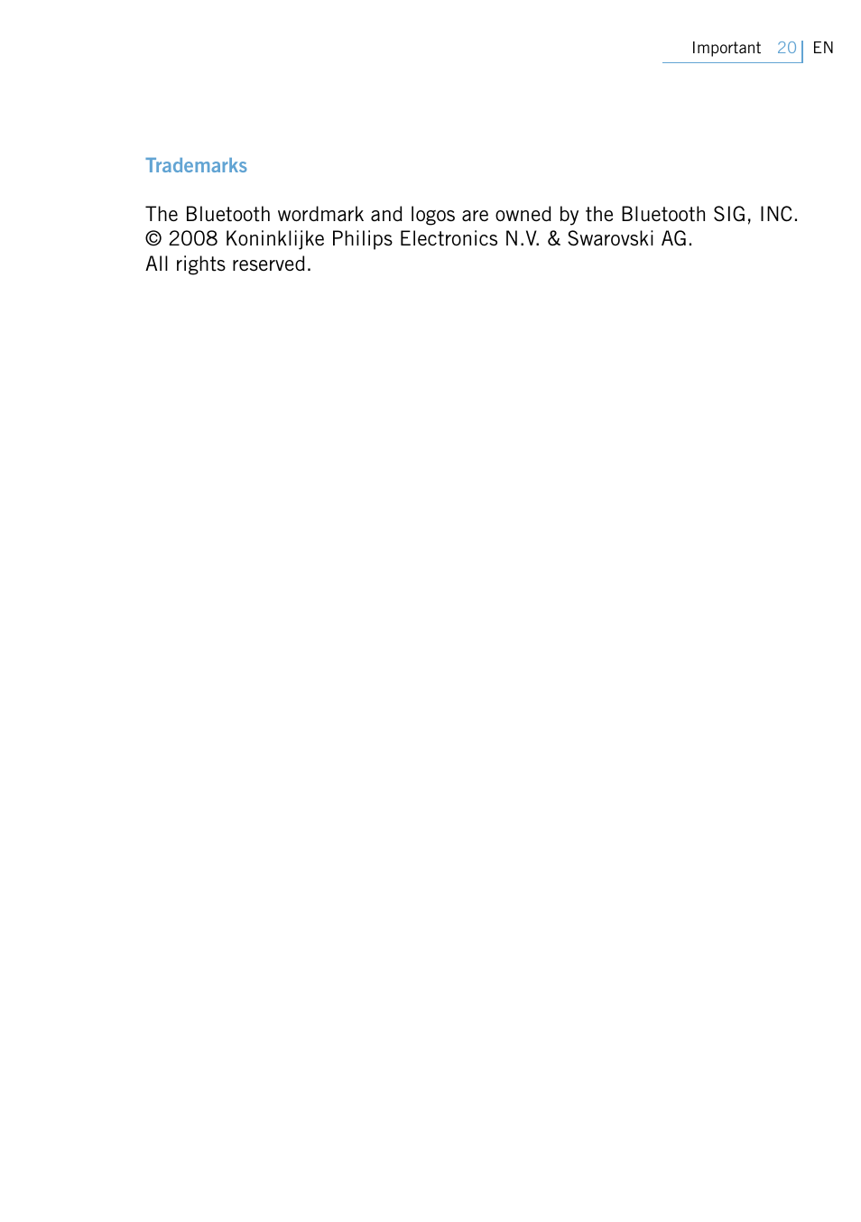 Philips Swarovski Bluetooth a la moda User Manual | Page 22 / 194