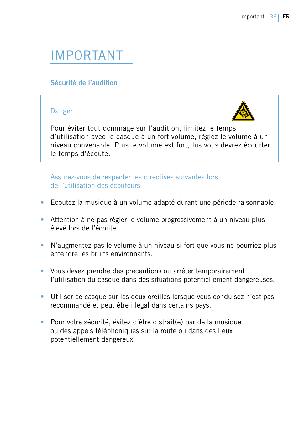 Important | Philips Swarovski Bluetooth a la moda User Manual | Page 38 / 194