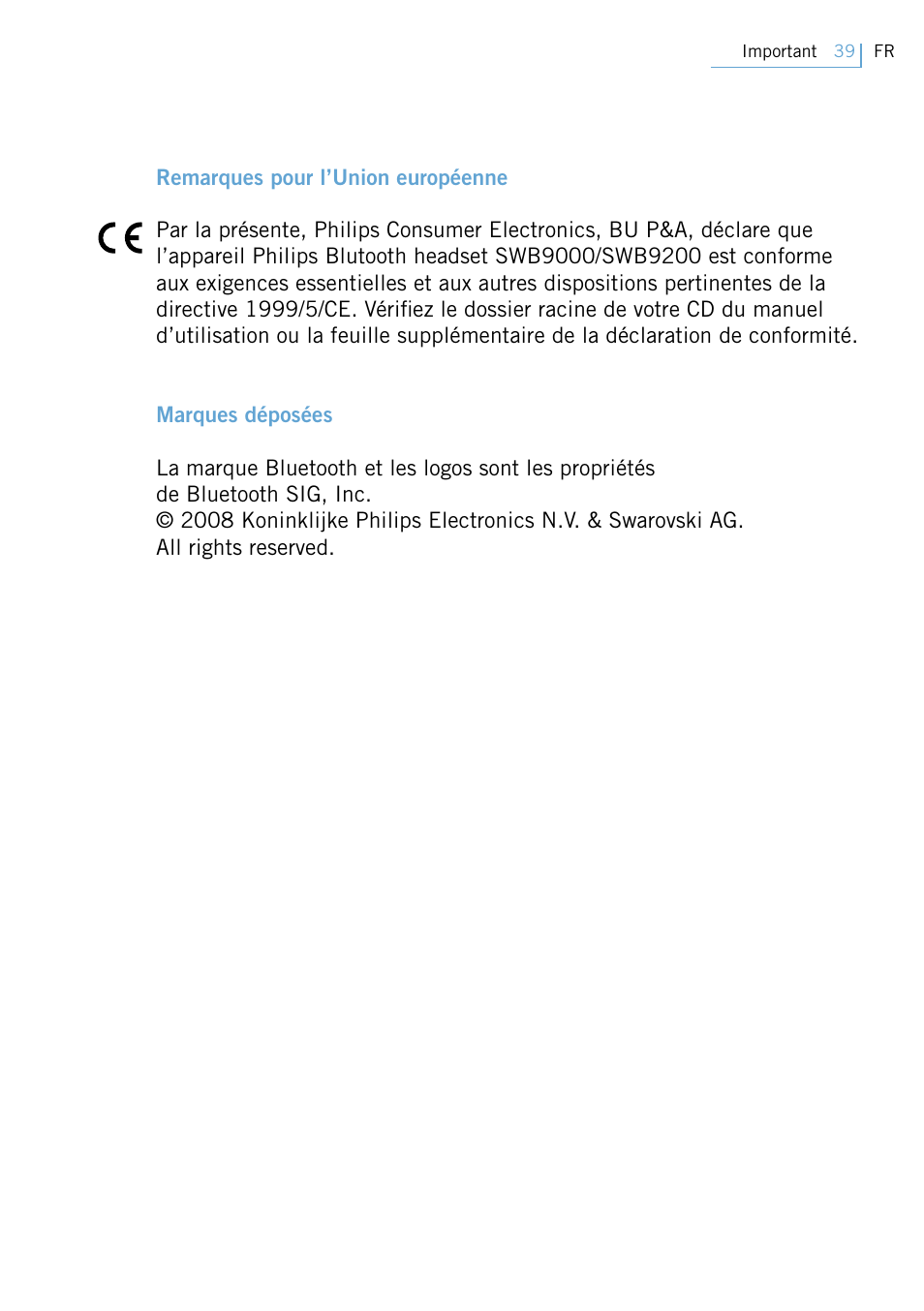 Philips Swarovski Bluetooth a la moda User Manual | Page 41 / 194