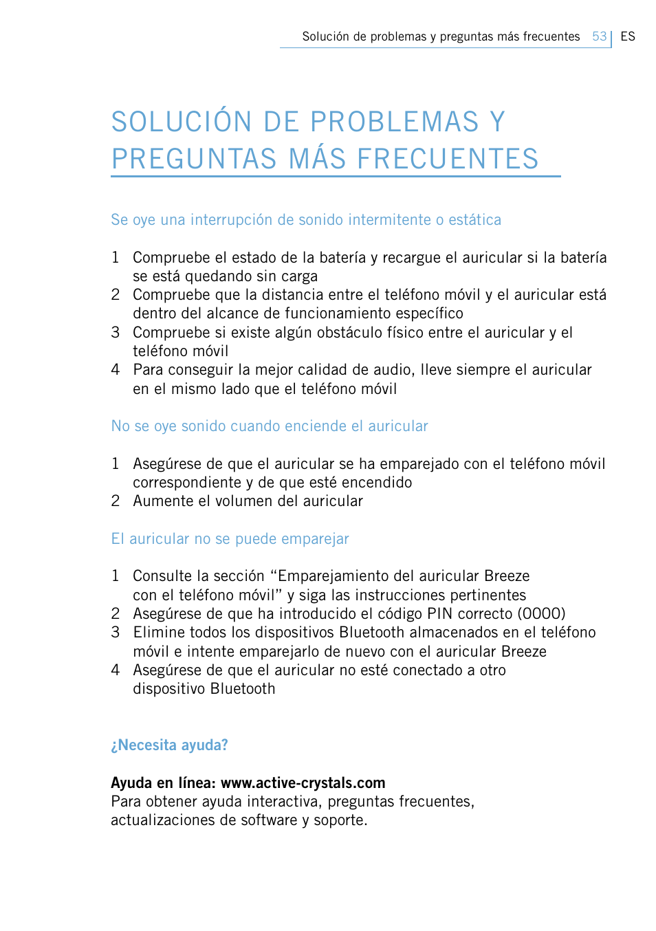 Solución de problemas y preguntas más frecuentes | Philips Swarovski Bluetooth a la moda User Manual | Page 55 / 194