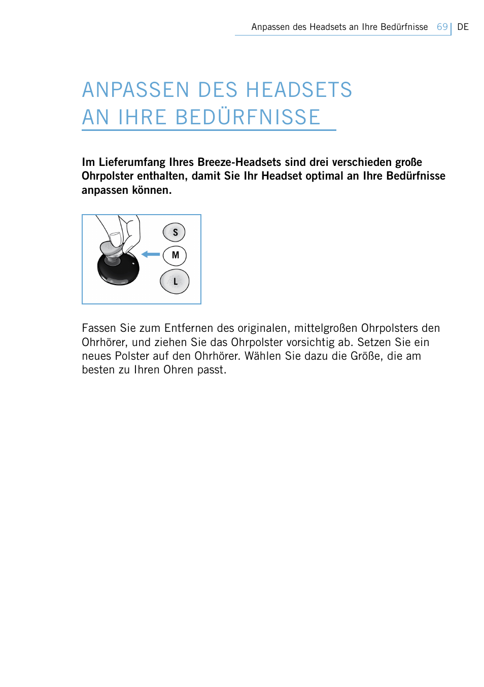 Anpassen des headsets an ihre bedürfnisse | Philips Swarovski Bluetooth a la moda User Manual | Page 71 / 194