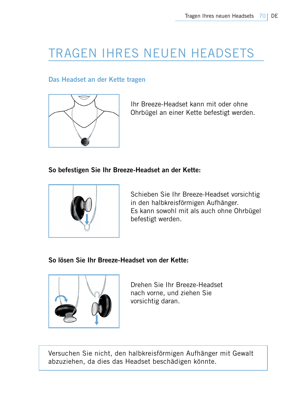 Tragen ihres neuen headsets | Philips Swarovski Bluetooth a la moda User Manual | Page 72 / 194