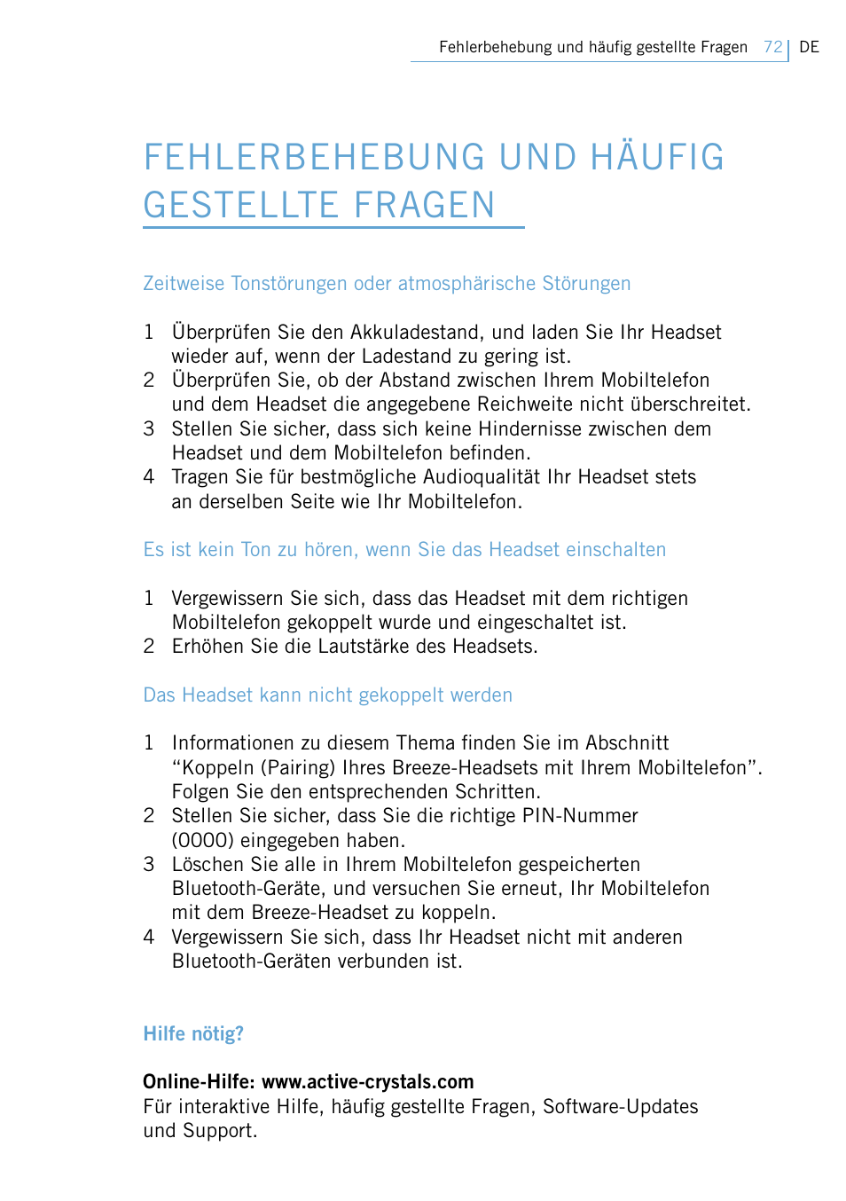 Fehlerbehebung und häufig gestellte fragen | Philips Swarovski Bluetooth a la moda User Manual | Page 74 / 194