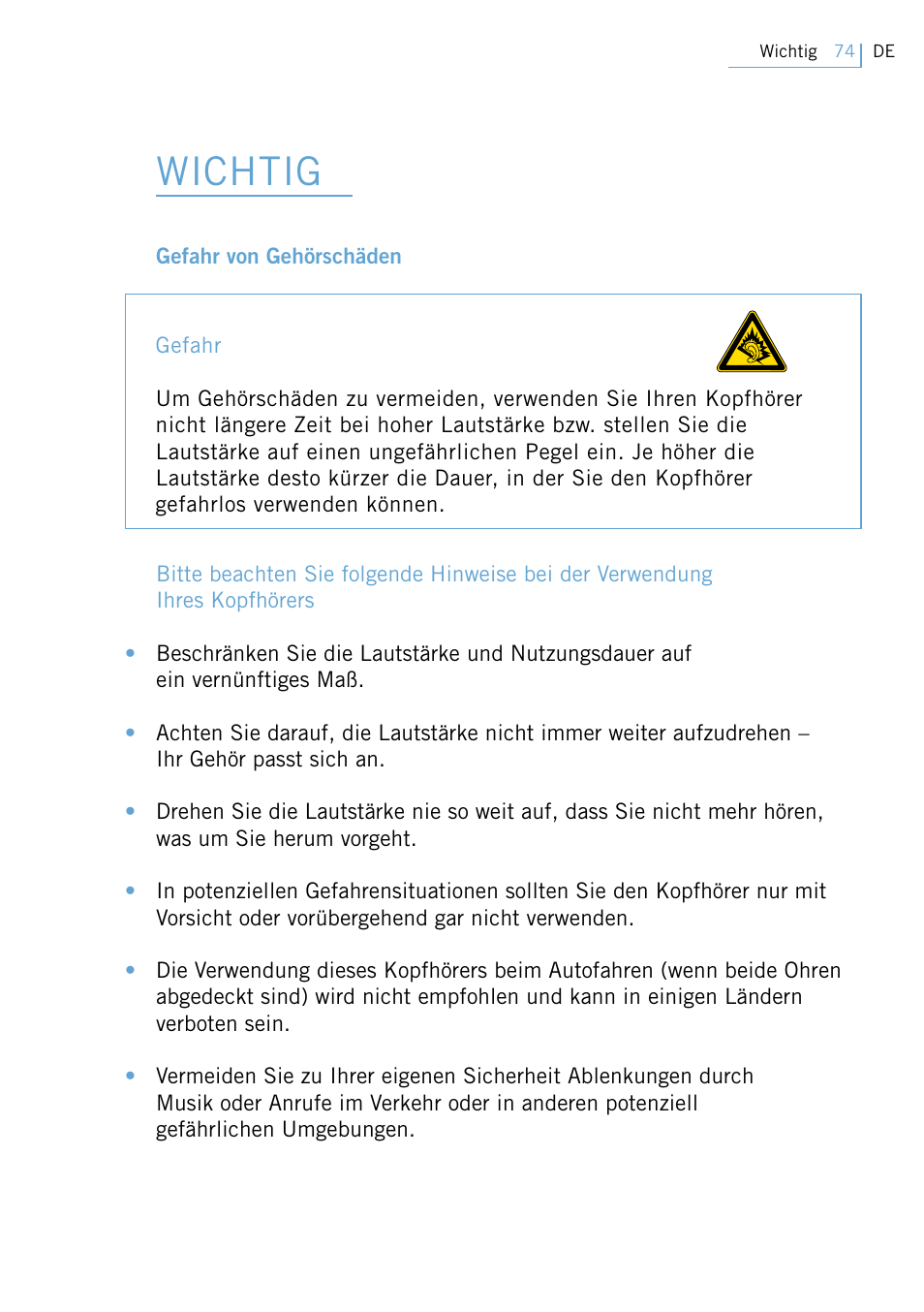 Wichtig | Philips Swarovski Bluetooth a la moda User Manual | Page 76 / 194