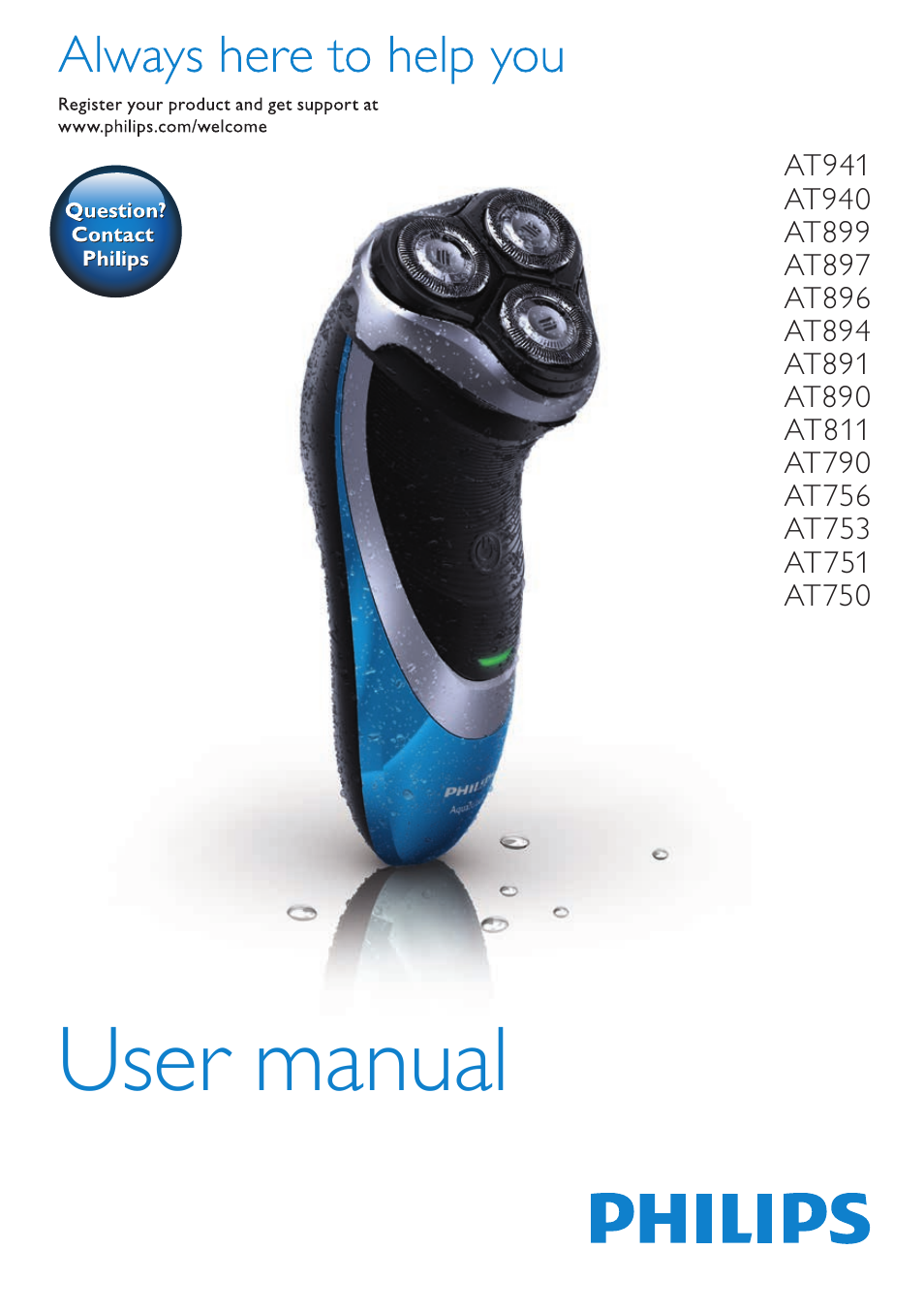 Philips NIVEA AquaTouch afeitadora eléctrica en mojado y seco User Manual | 190 pages