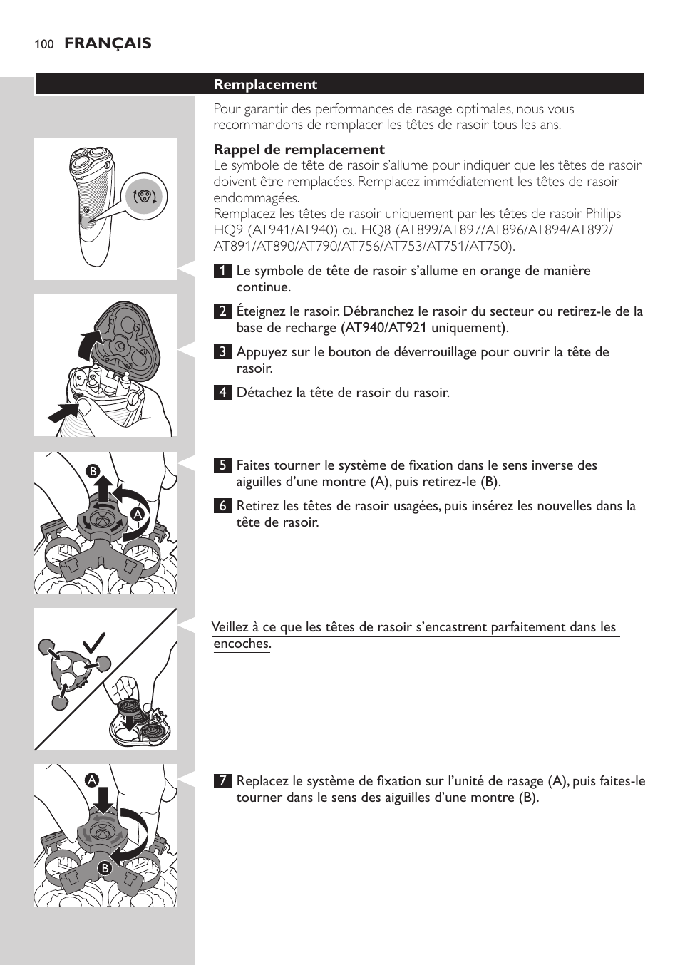 Philips NIVEA AquaTouch afeitadora eléctrica en mojado y seco User Manual | Page 100 / 190