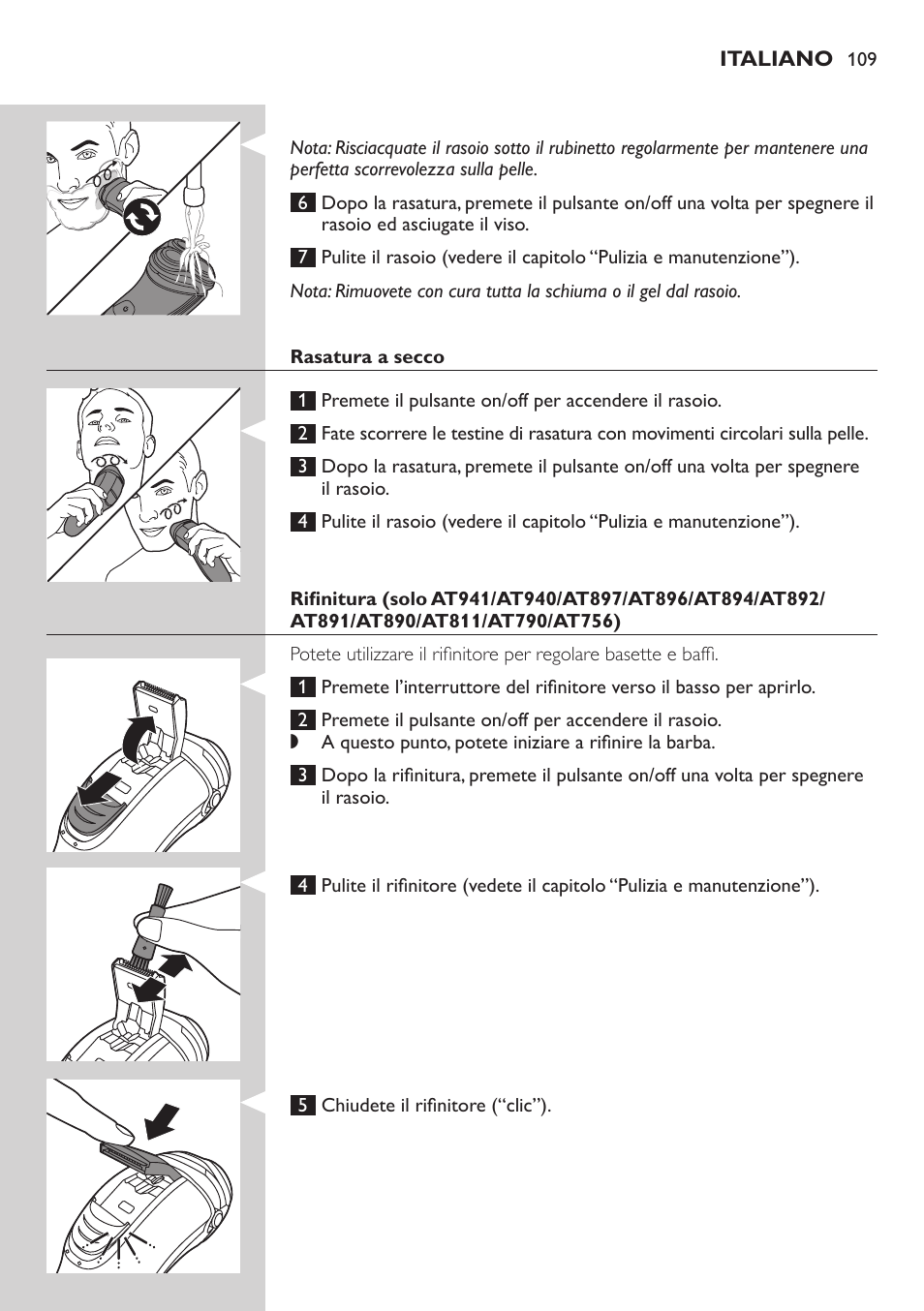 Philips NIVEA AquaTouch afeitadora eléctrica en mojado y seco User Manual | Page 109 / 190