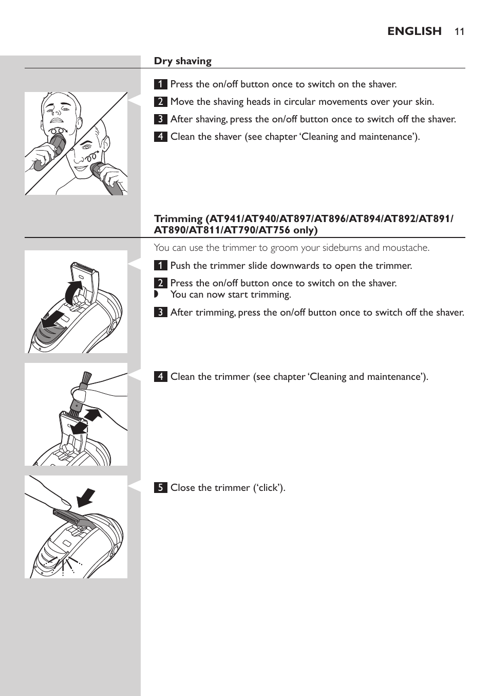 Philips NIVEA AquaTouch afeitadora eléctrica en mojado y seco User Manual | Page 11 / 190