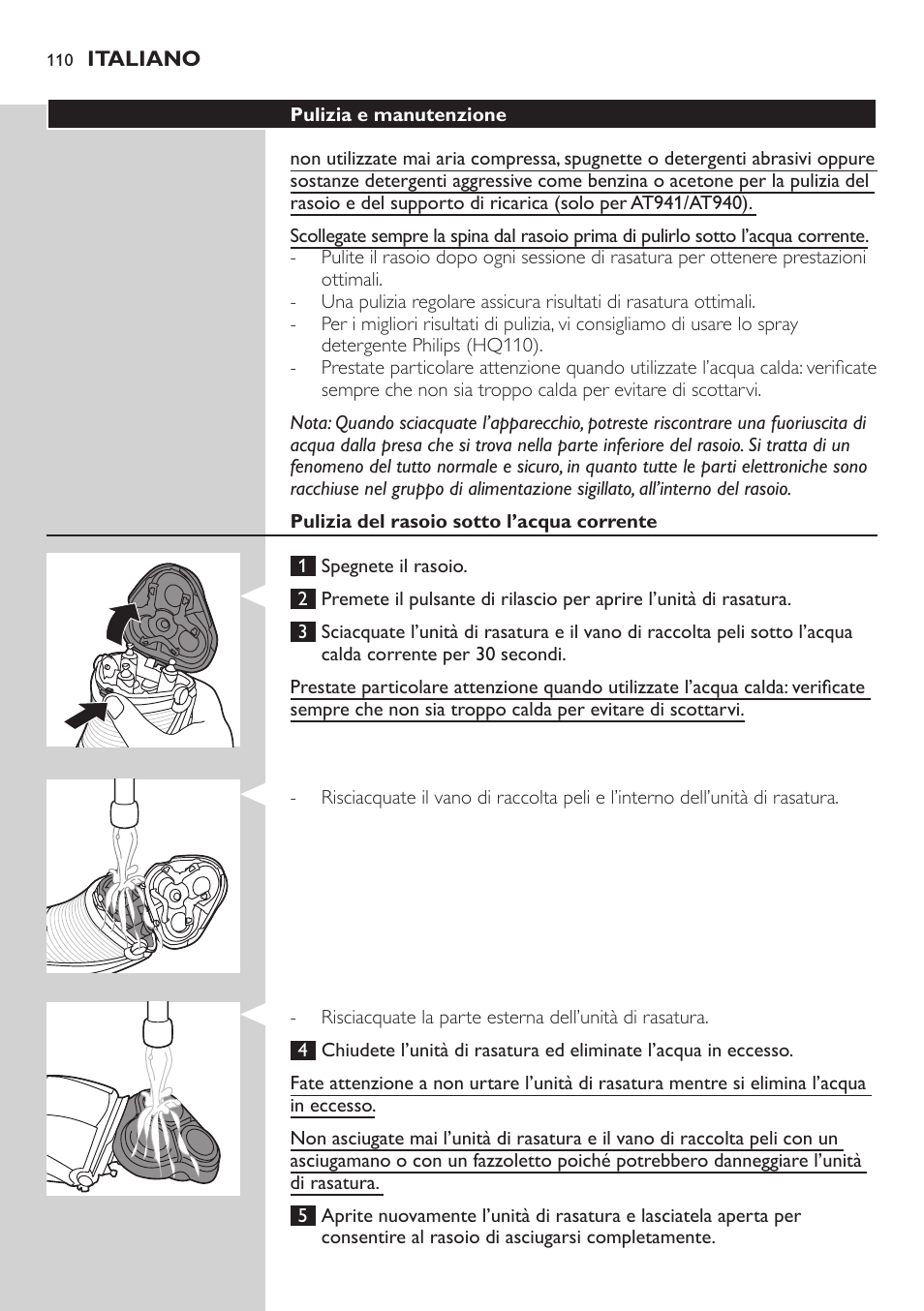 Philips NIVEA AquaTouch afeitadora eléctrica en mojado y seco User Manual | Page 110 / 190