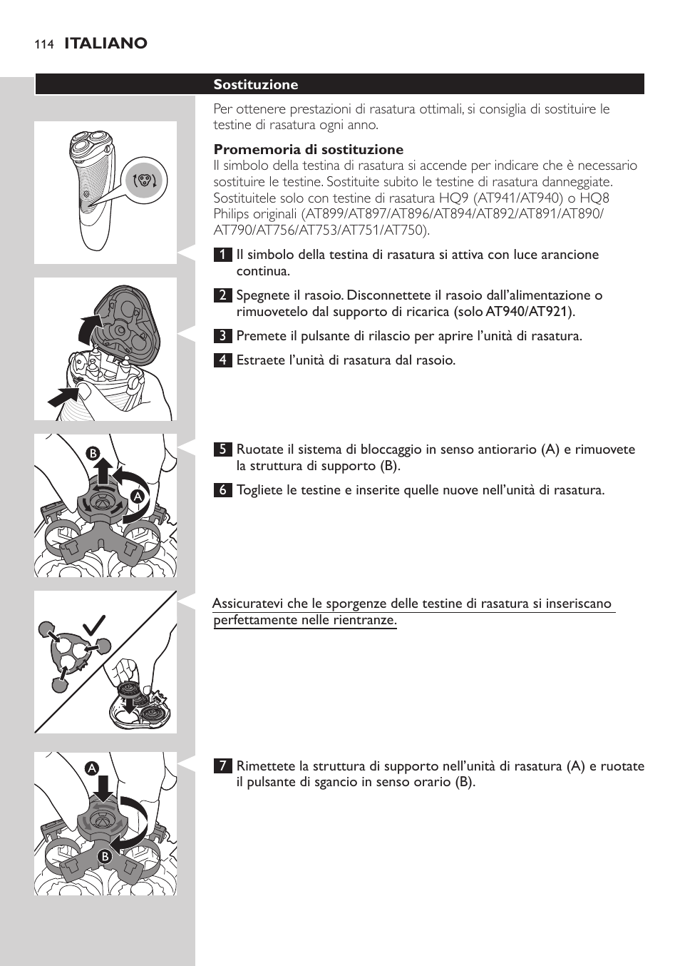 Philips NIVEA AquaTouch afeitadora eléctrica en mojado y seco User Manual | Page 114 / 190