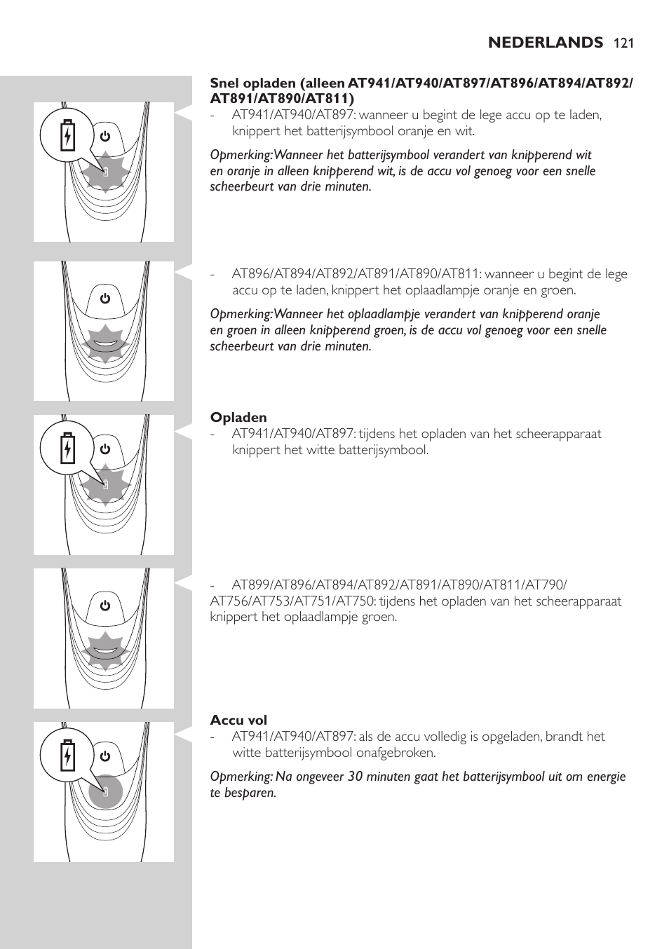 Philips NIVEA AquaTouch afeitadora eléctrica en mojado y seco User Manual | Page 121 / 190