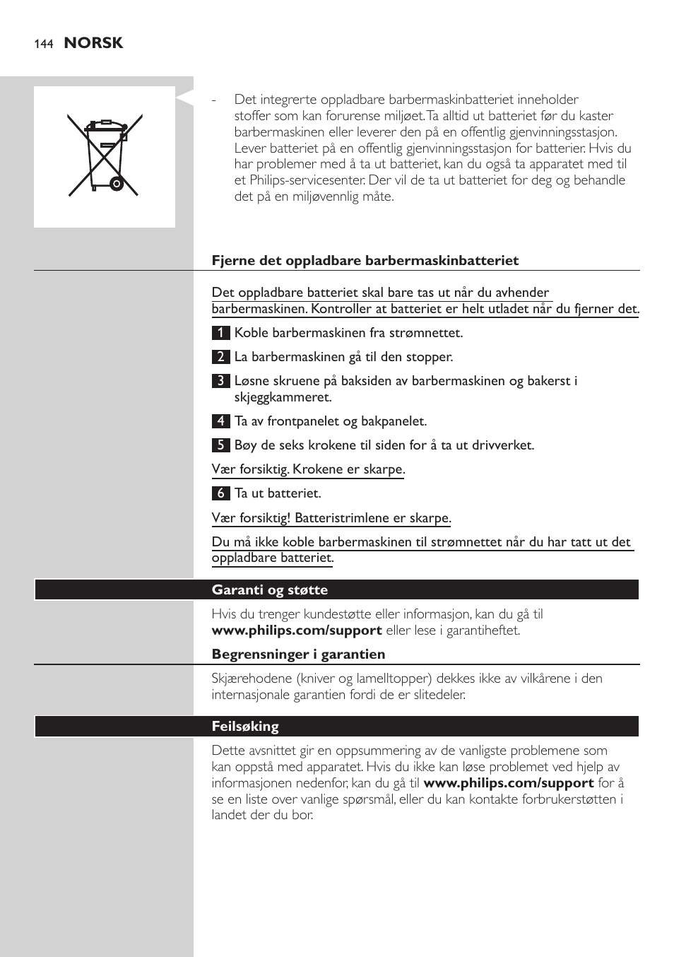 Philips NIVEA AquaTouch afeitadora eléctrica en mojado y seco User Manual | Page 144 / 190