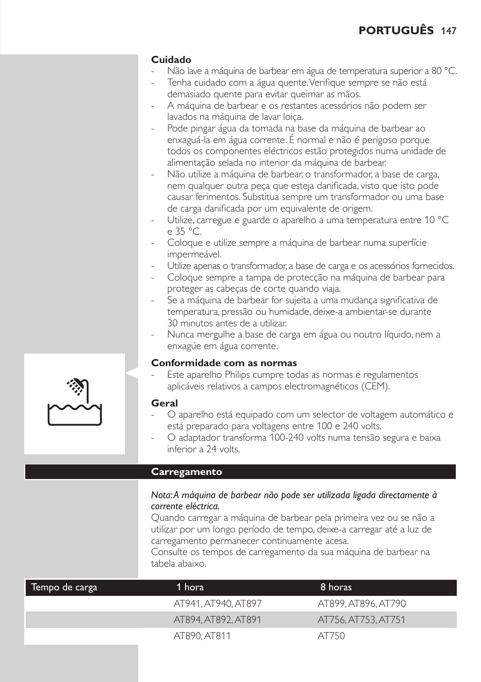 Philips NIVEA AquaTouch afeitadora eléctrica en mojado y seco User Manual | Page 147 / 190