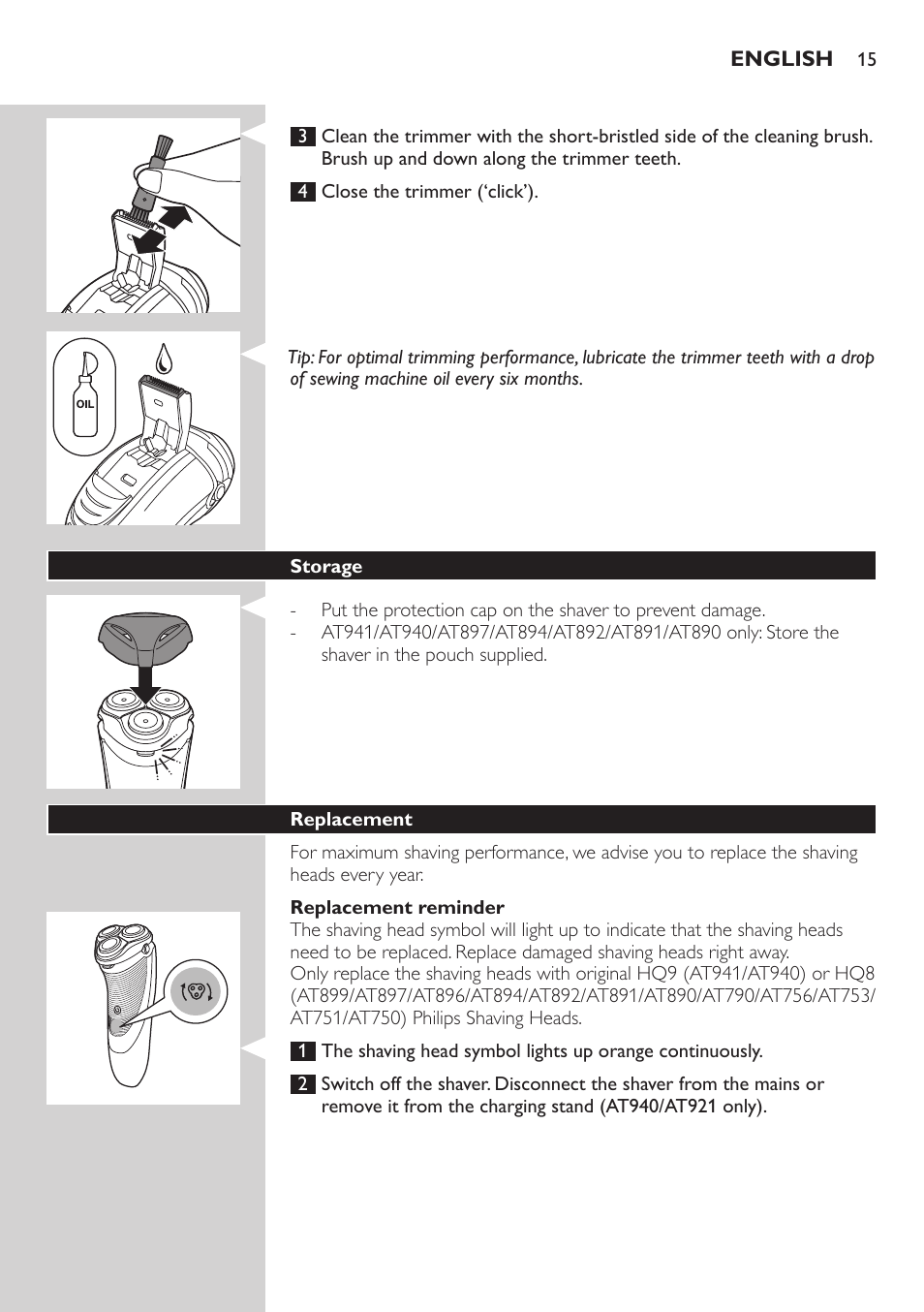 Philips NIVEA AquaTouch afeitadora eléctrica en mojado y seco User Manual | Page 15 / 190