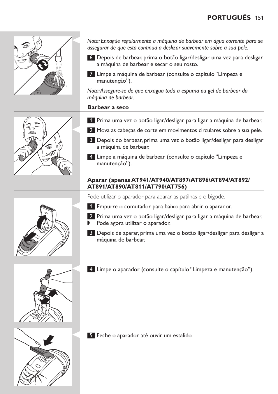 Philips NIVEA AquaTouch afeitadora eléctrica en mojado y seco User Manual | Page 151 / 190