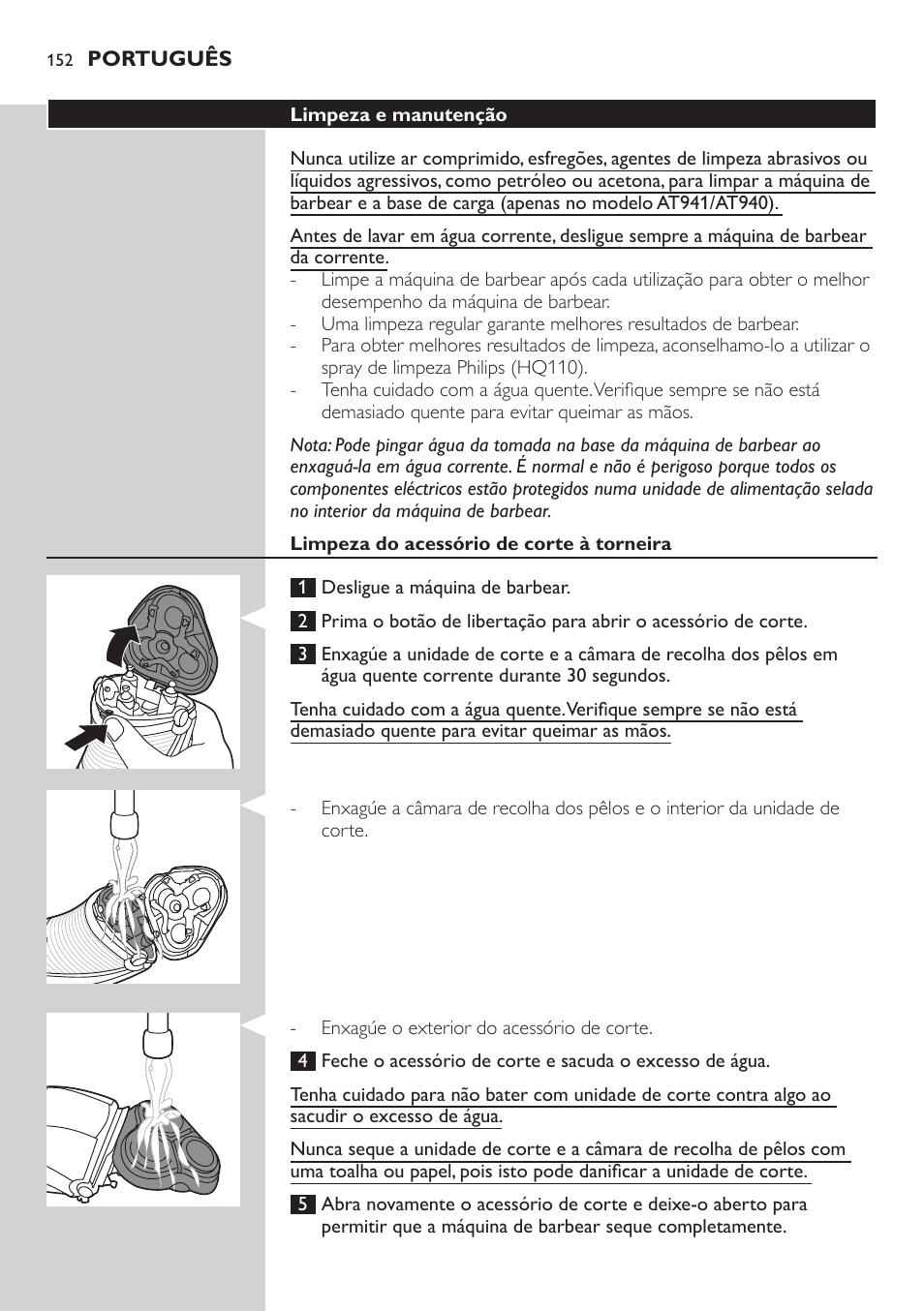 Philips NIVEA AquaTouch afeitadora eléctrica en mojado y seco User Manual | Page 152 / 190