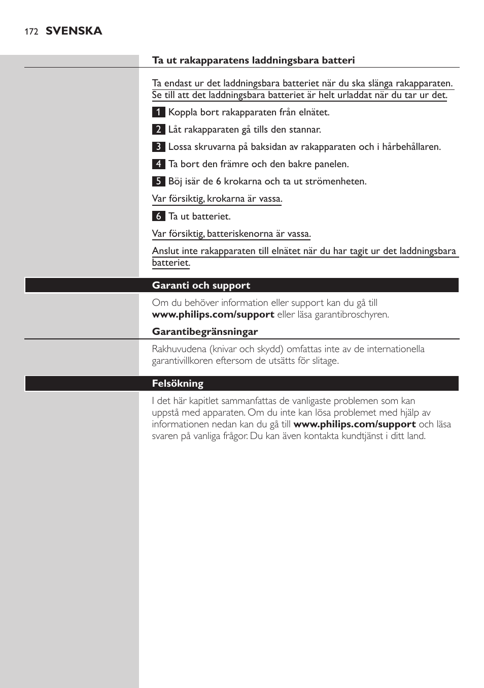 Philips NIVEA AquaTouch afeitadora eléctrica en mojado y seco User Manual | Page 172 / 190