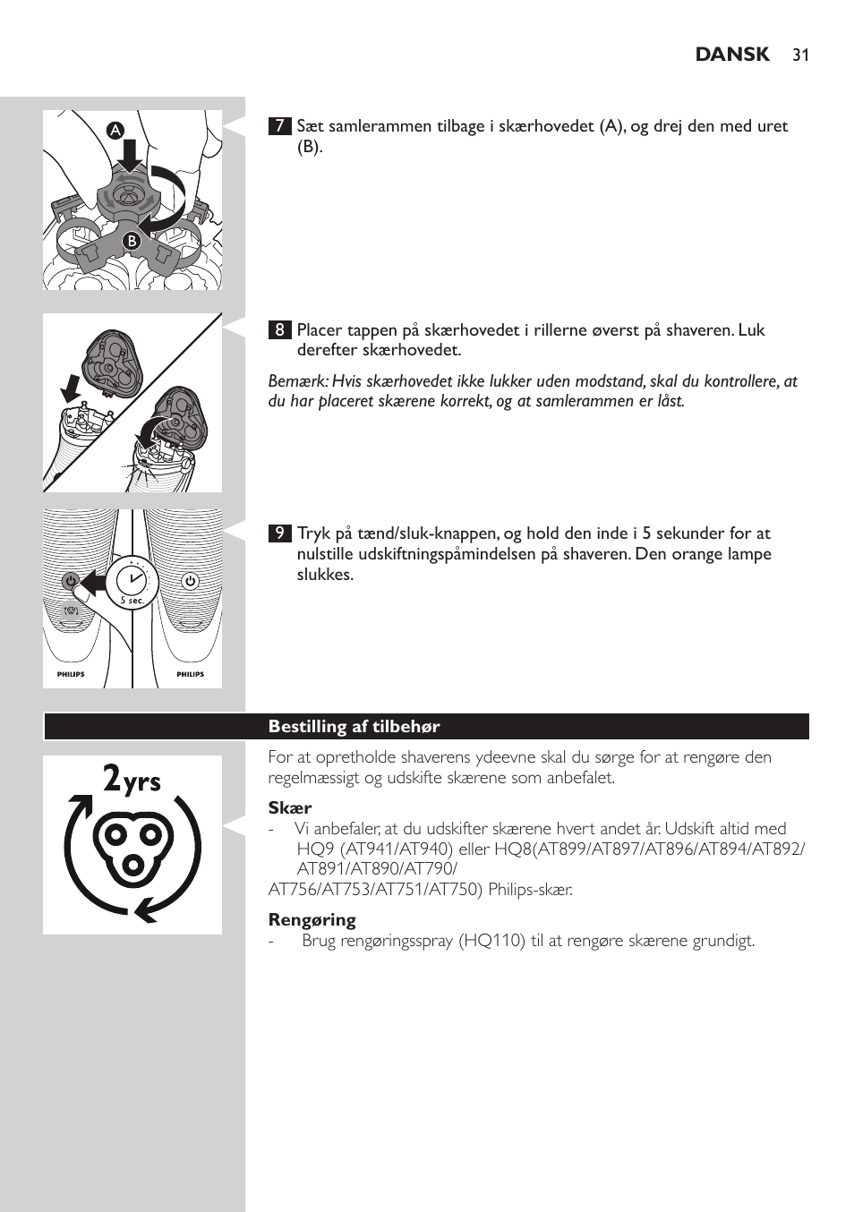 Philips NIVEA AquaTouch afeitadora eléctrica en mojado y seco User Manual | Page 31 / 190