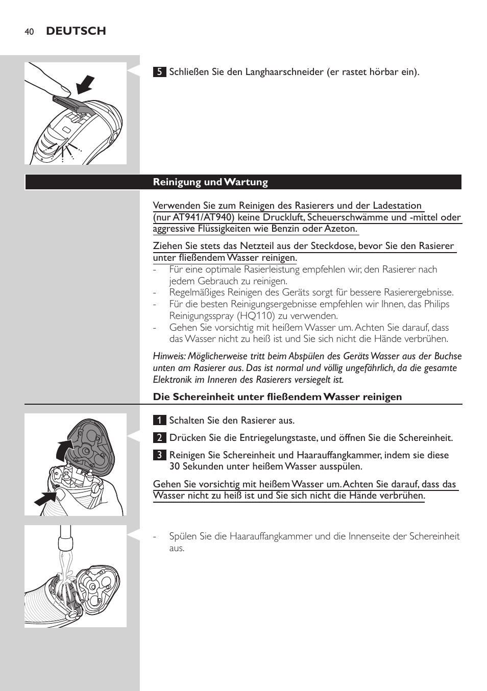 Philips NIVEA AquaTouch afeitadora eléctrica en mojado y seco User Manual | Page 40 / 190