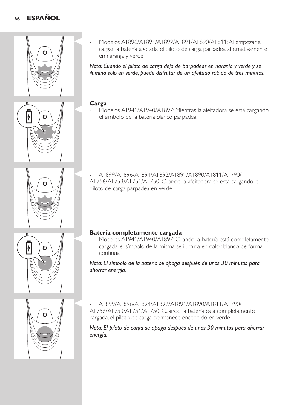 Philips NIVEA AquaTouch afeitadora eléctrica en mojado y seco User Manual | Page 66 / 190