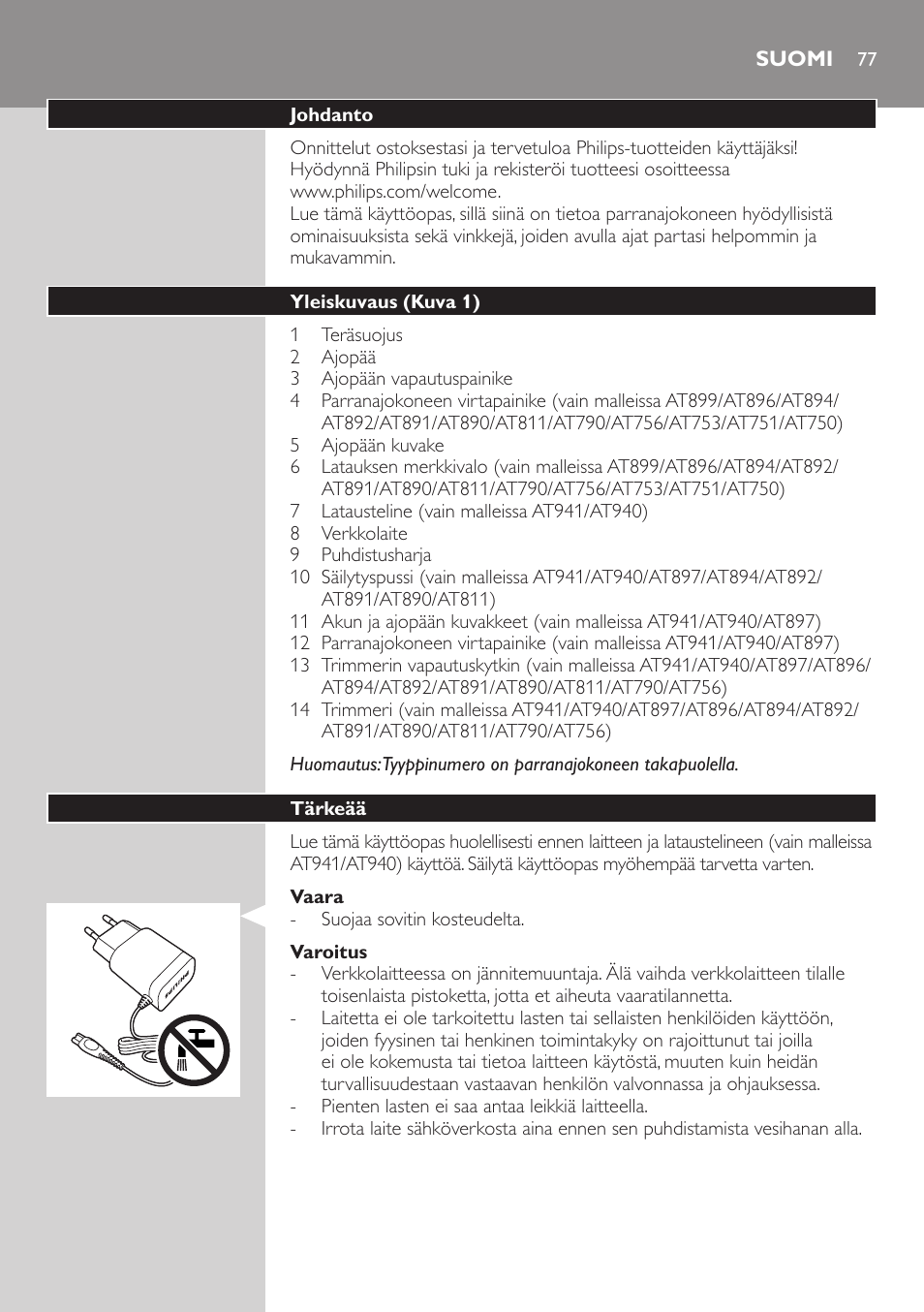 Suomi | Philips NIVEA AquaTouch afeitadora eléctrica en mojado y seco User Manual | Page 77 / 190