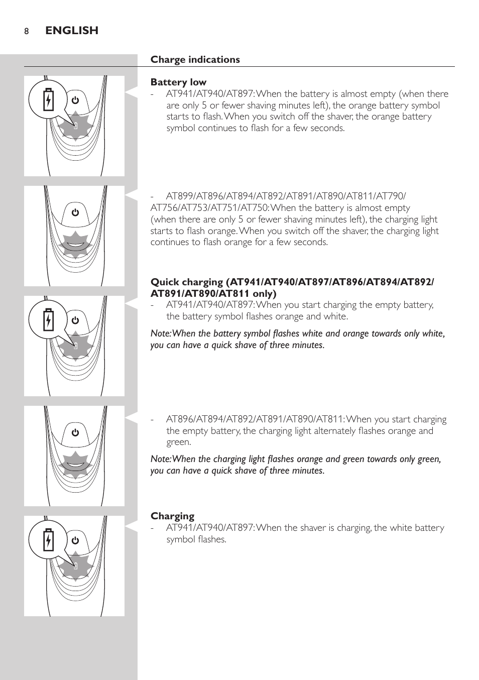 Philips NIVEA AquaTouch afeitadora eléctrica en mojado y seco User Manual | Page 8 / 190