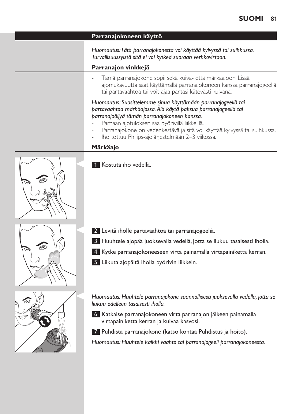 Philips NIVEA AquaTouch afeitadora eléctrica en mojado y seco User Manual | Page 81 / 190