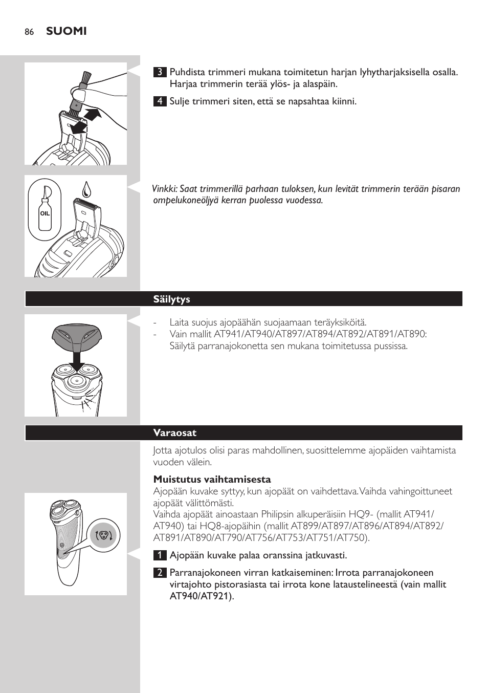 Philips NIVEA AquaTouch afeitadora eléctrica en mojado y seco User Manual | Page 86 / 190