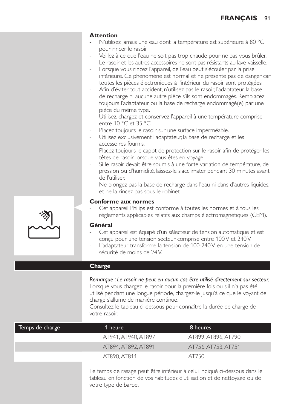 Philips NIVEA AquaTouch afeitadora eléctrica en mojado y seco User Manual | Page 91 / 190