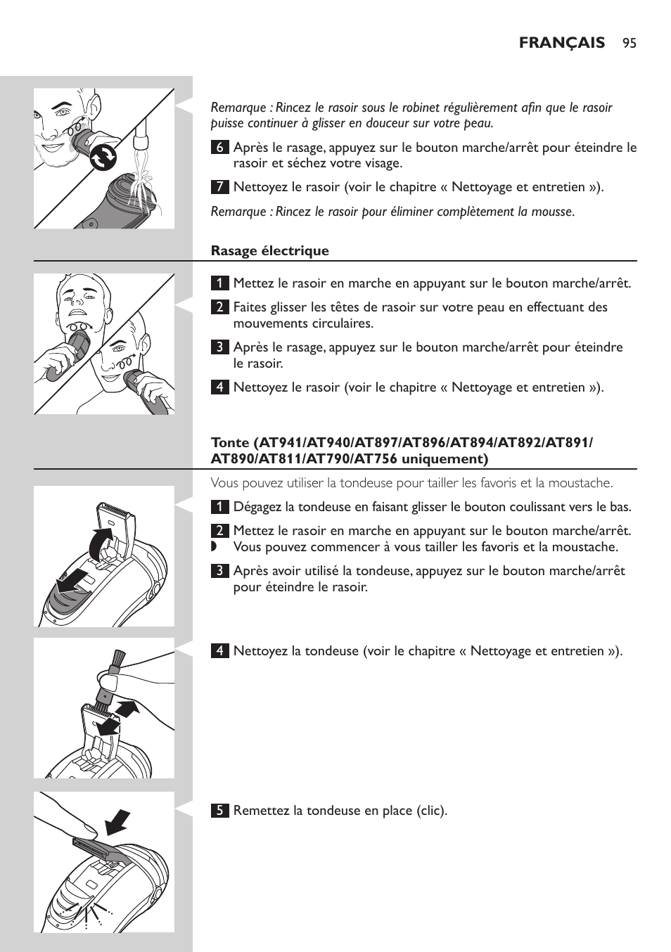 Philips NIVEA AquaTouch afeitadora eléctrica en mojado y seco User Manual | Page 95 / 190