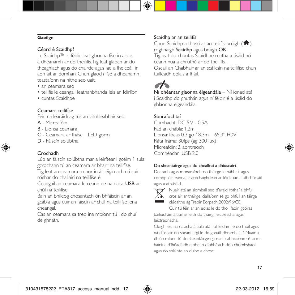 Philips Cámara para el televisor User Manual | Page 17 / 44