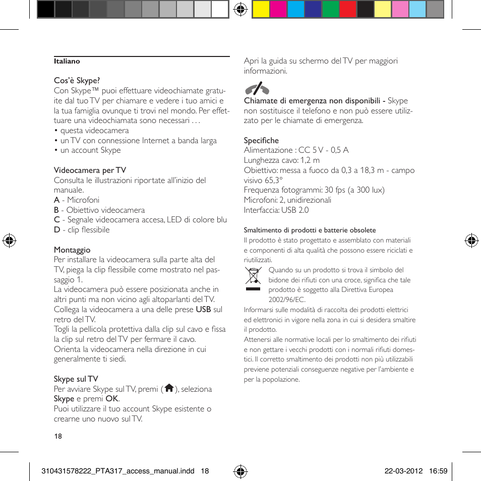 Philips Cámara para el televisor User Manual | Page 18 / 44