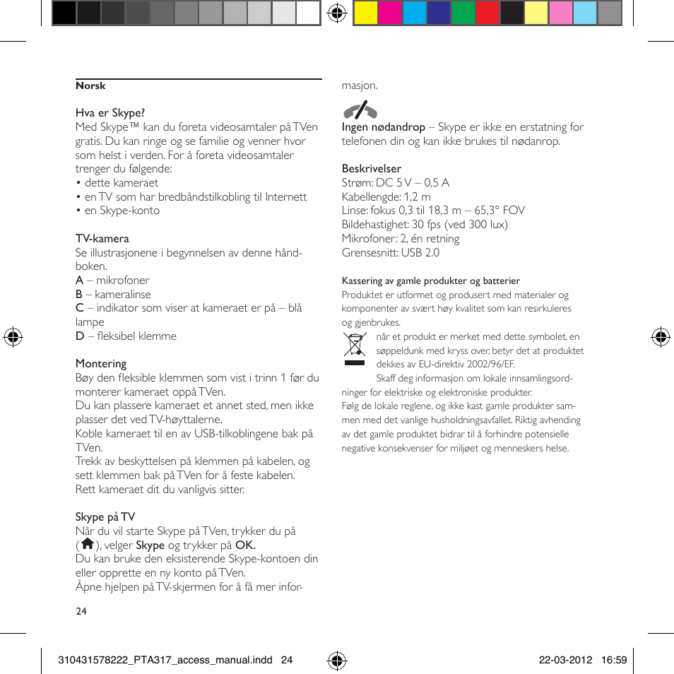 Philips Cámara para el televisor User Manual | Page 24 / 44