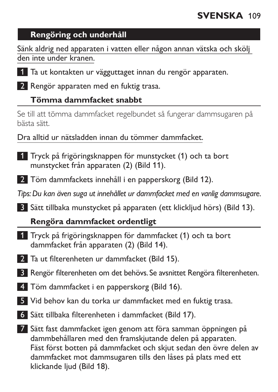 Philips MiniVac Aspirador de escoba User Manual | Page 109 / 124